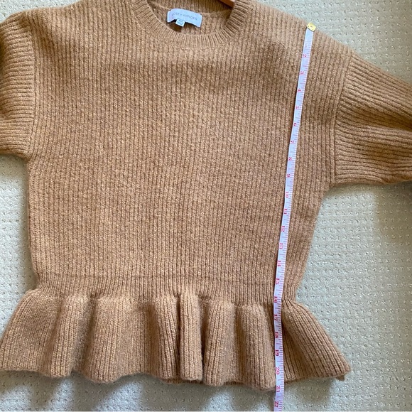 LOST + WANDER Tan Drop-Shoulder Peplum-Hem Wool Sweater - Picture 7 of 7